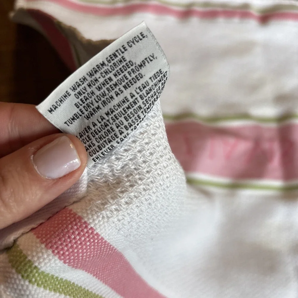 Williams-Sonoma Green, White Pink WAFFLE 100% TURKISH Cotton‎ Dish Cloth 18x26